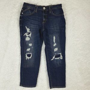 Rock & Republic Womens Jeans Indee Boyfriend Blue Denim Dark Wash Patch Short 6S